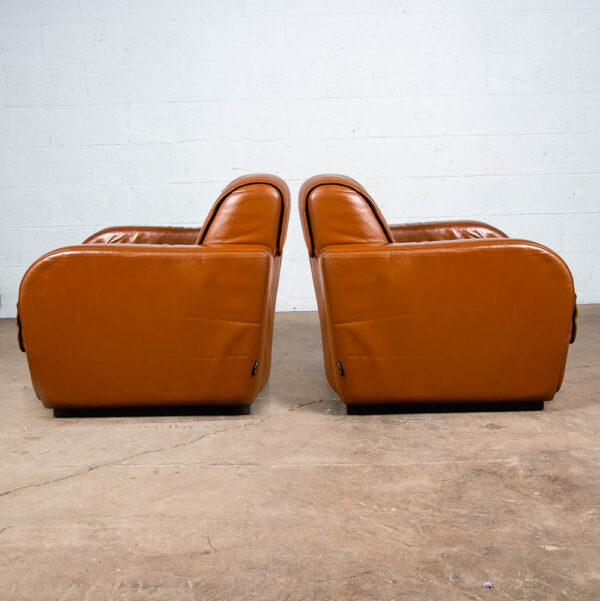 Mid Century Modern Lounge Chairs Nienkamper Germany Leather Cognac Tan De Sede - Image 2