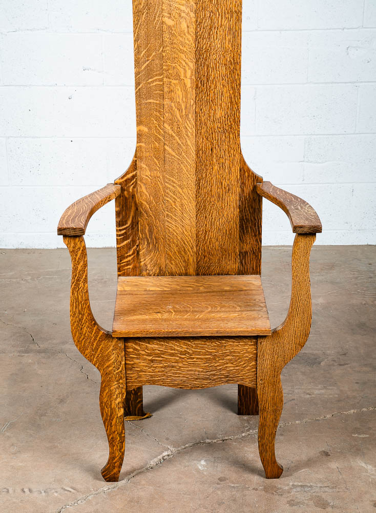 Antique Hall Tree Mirror Solid Tiger Oak Quarter Sawn Credenza Mirror Refinished - Image 12