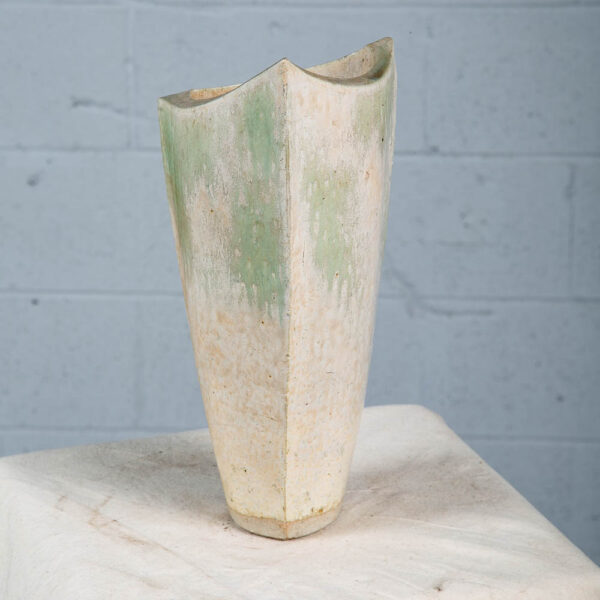 Mid Century Modern Ikebana Vase Pot Grey Mint Green Tall Studio Ceramic Japanese - Image 2
