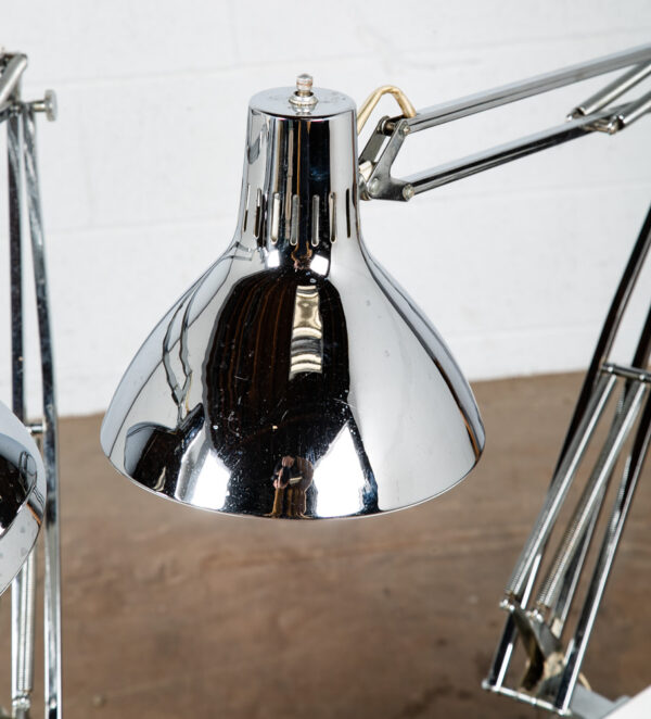 Mid Century Modern Table Lamp Set Luxo Pair Light Lighting Chrome Jac Jacobsen - Image 10