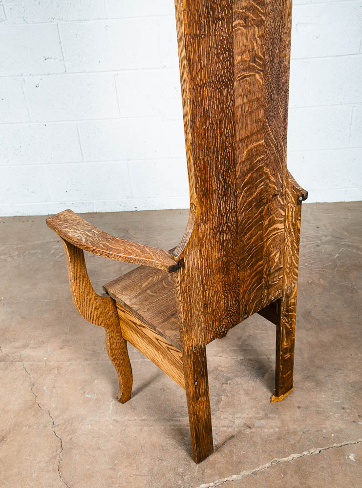 Antique Hall Tree Mirror Solid Tiger Oak Quarter Sawn Credenza Mirror Refinished - Image 11
