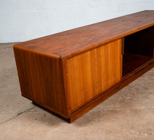 Mid Century Modern Credenza Stereo Console Cabinet Tambour Door Barzilay Walnut - Image 10