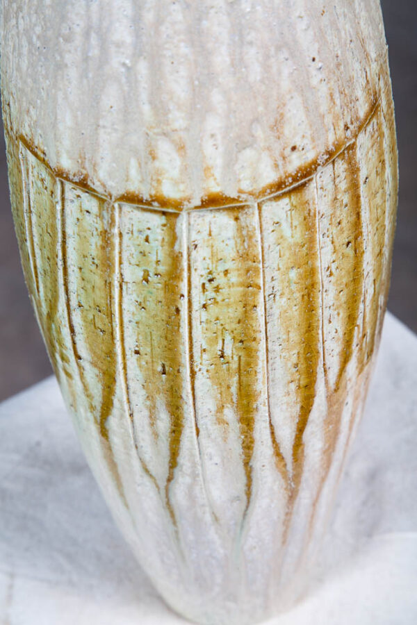 Mid Century Modern Ikebana Vase Pot Tan Yellow Tall Studio Ceramic Japanese NM - Image 10