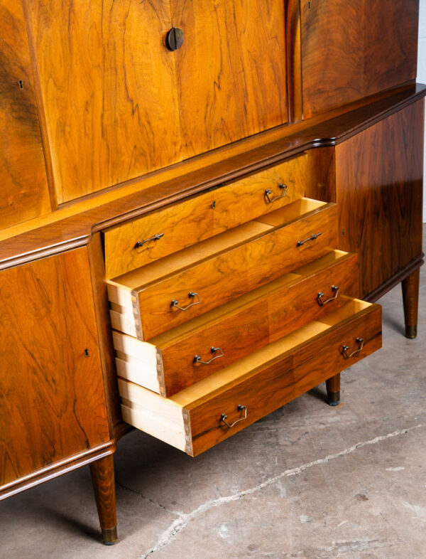 Mid Century Danish Modern Credenza Teak Sideboard Locking Drawers Cabinet - Image 3