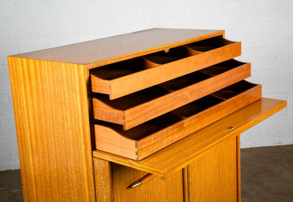 Mid Century Modern Highboy Dresser Gentlemans Chest Brown Saltman Mahogany Keal - Image 9