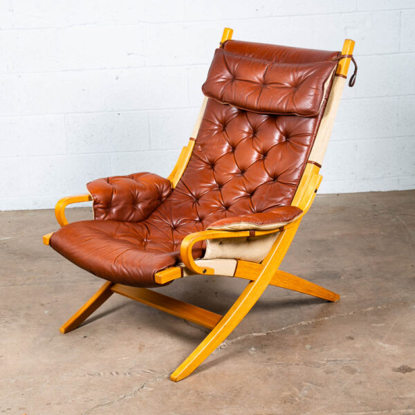 Mid Century Danish Modern Lounge Chair Nielaus & Jeki Møbler Ox Blood red Arm