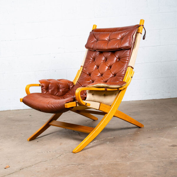 Mid Century Danish Modern Lounge Chair Nielaus & Jeki Møbler Ox Blood red Arm - Image 2