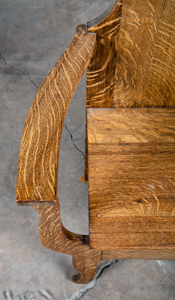 Antique Hall Tree Mirror Solid Tiger Oak Quarter Sawn Credenza Mirror Refinished - Image 9