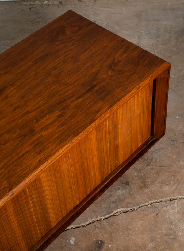 Mid Century Modern Credenza Stereo Console Cabinet Tambour Door Barzilay Walnut - Image 5