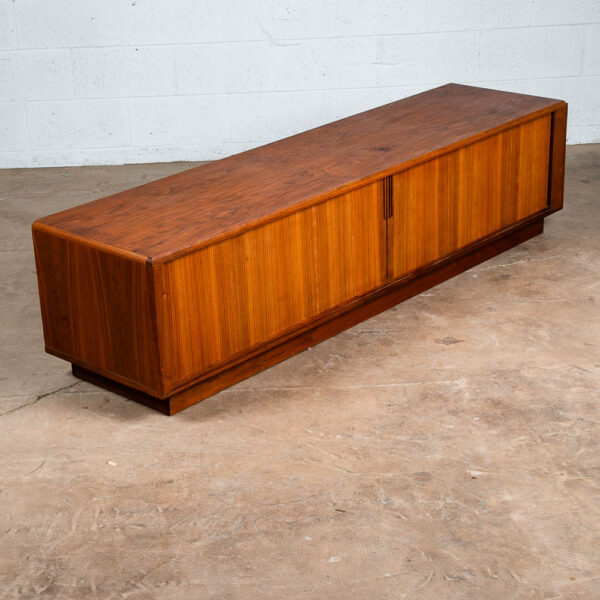 Mid Century Modern Credenza Stereo Console Cabinet Tambour Door Barzilay Walnut - Image 2