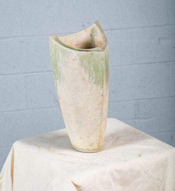 Mid Century Modern Ikebana Vase Pot Grey Mint Green Tall Studio Ceramic Japanese - Image 5