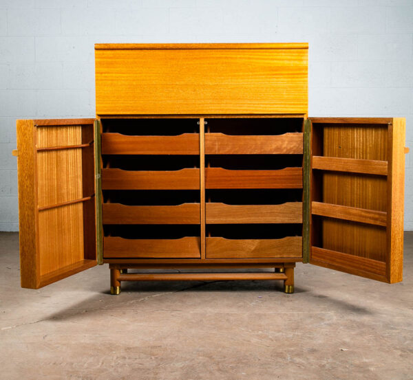 Mid Century Modern Highboy Dresser Gentlemans Chest Brown Saltman Mahogany Keal - Image 4
