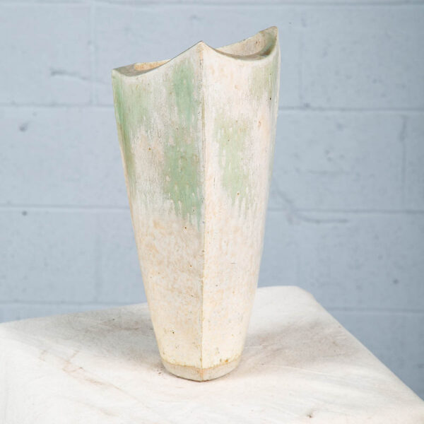 Mid Century Modern Ikebana Vase Pot Grey Mint Green Tall Studio Ceramic Japanese - Image 11