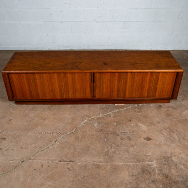 Mid Century Modern Credenza Stereo Console Cabinet Tambour Door Barzilay Walnut - Image 3