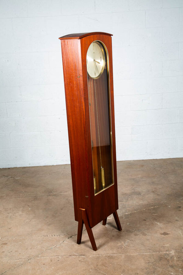 Mid Century Danish Modern Grandfather Clock Teak Brixon Swiss Switzerland Glass - Image 2
