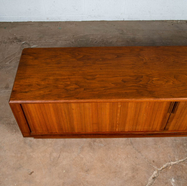 Mid Century Modern Credenza Stereo Console Cabinet Tambour Door Barzilay Walnut - Image 11
