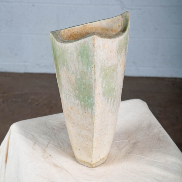 Mid Century Modern Ikebana Vase Pot Grey Mint Green Tall Studio Ceramic Japanese - Image 10