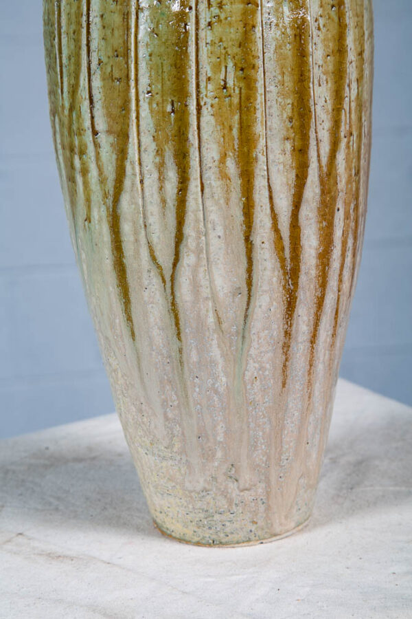 Mid Century Modern Ikebana Vase Pot Tan Yellow Tall Studio Ceramic Japanese NM - Image 5