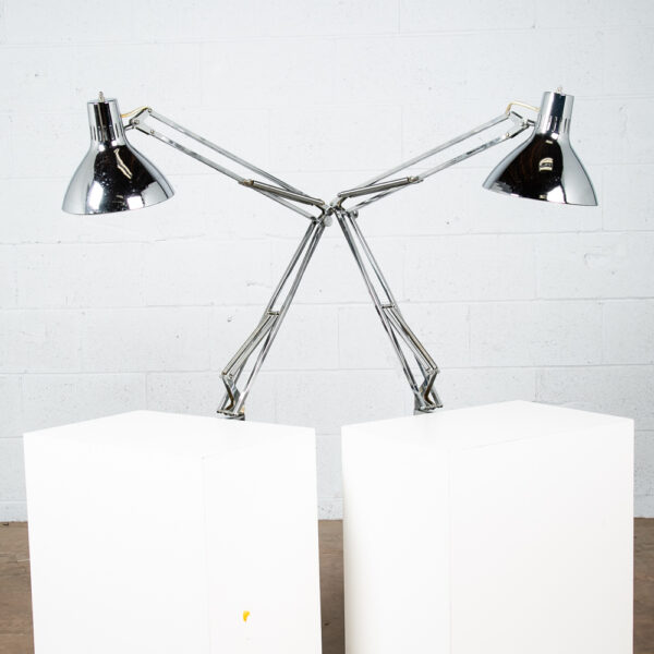 Mid Century Modern Table Lamp Set Luxo Pair Light Lighting Chrome Jac Jacobsen - Image 3