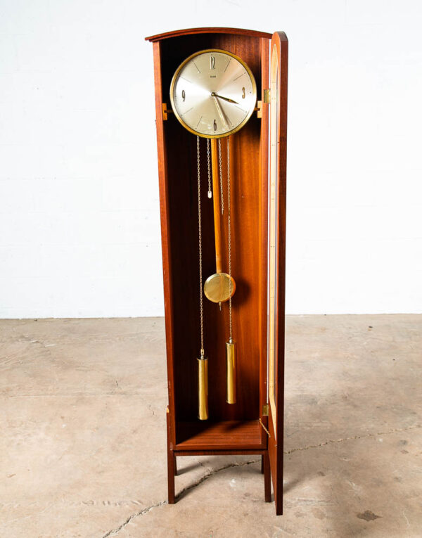 Mid Century Danish Modern Grandfather Clock Teak Brixon Swiss Switzerland Glass - Image 3