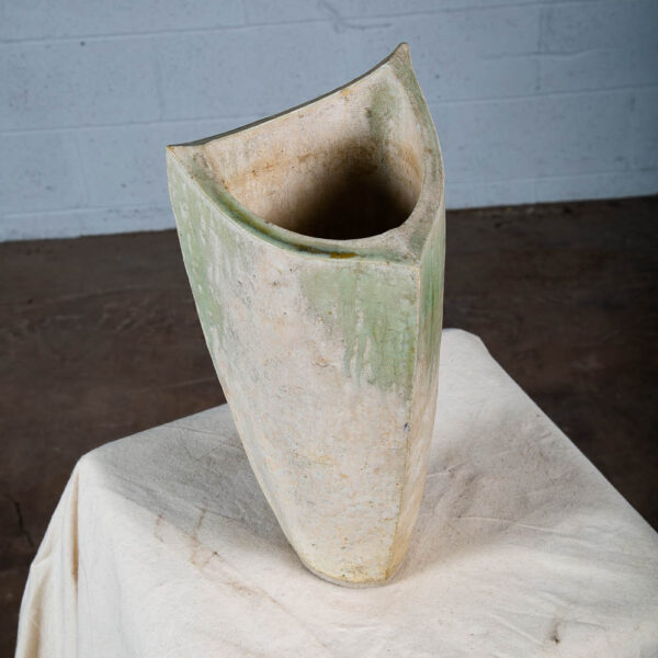 Mid Century Modern Ikebana Vase Pot Grey Mint Green Tall Studio Ceramic Japanese - Image 7