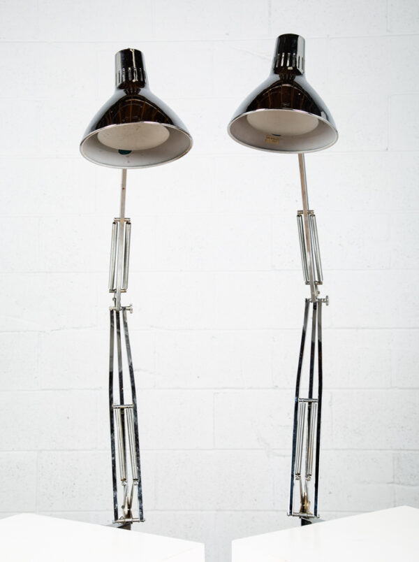 Mid Century Modern Table Lamp Set Luxo Pair Light Lighting Chrome Jac Jacobsen - Image 5