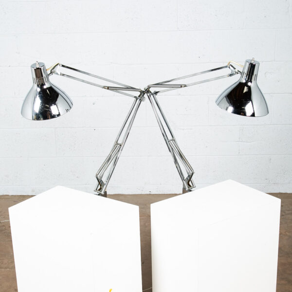 Mid Century Modern Table Lamp Set Luxo Pair Light Lighting Chrome Jac Jacobsen - Image 2