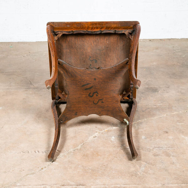 Antique Side Table Quarter Sawn Tiger Wood End Solid Oak Square Refinished Shelf - Image 11