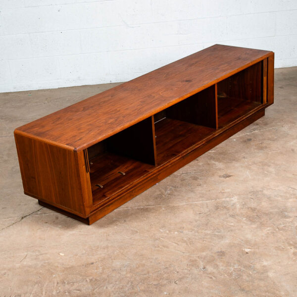 Mid Century Modern Credenza Stereo Console Cabinet Tambour Door Barzilay Walnut - Image 6