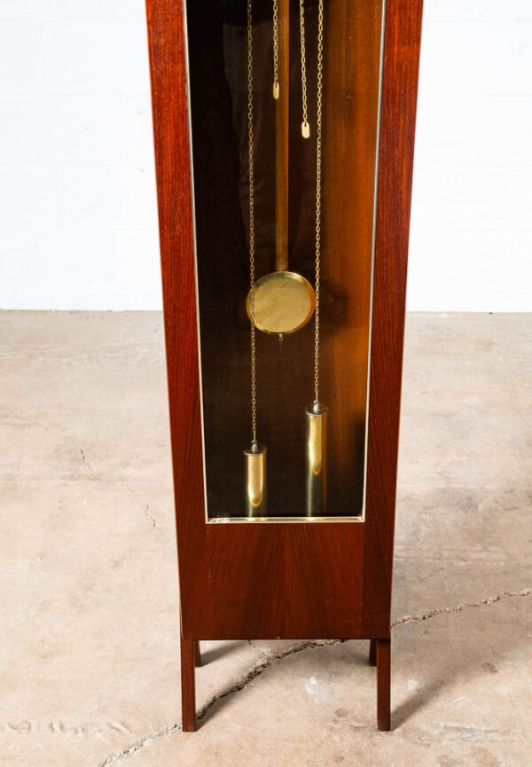 Mid Century Danish Modern Grandfather Clock Teak Brixon Swiss Switzerland Glass - Image 4