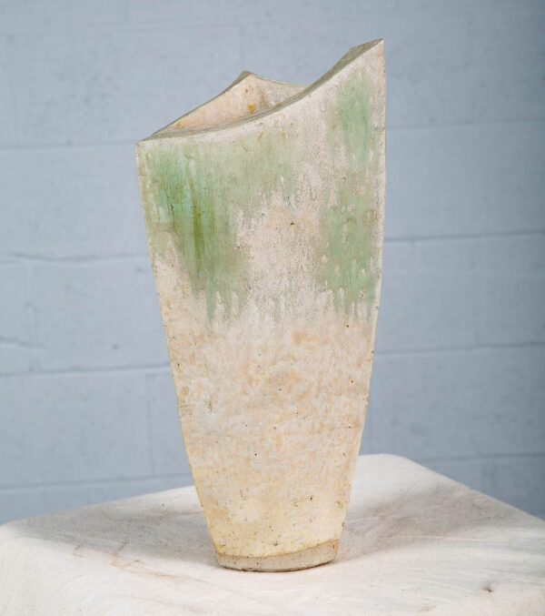 Mid Century Modern Ikebana Vase Pot Grey Mint Green Tall Studio Ceramic Japanese - Image 4