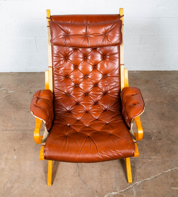 Mid Century Danish Modern Lounge Chair Nielaus & Jeki Møbler Ox Blood red Arm - Image 5