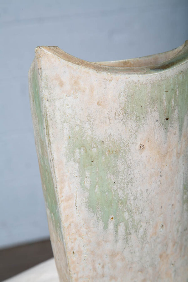 Mid Century Modern Ikebana Vase Pot Grey Mint Green Tall Studio Ceramic Japanese - Image 9