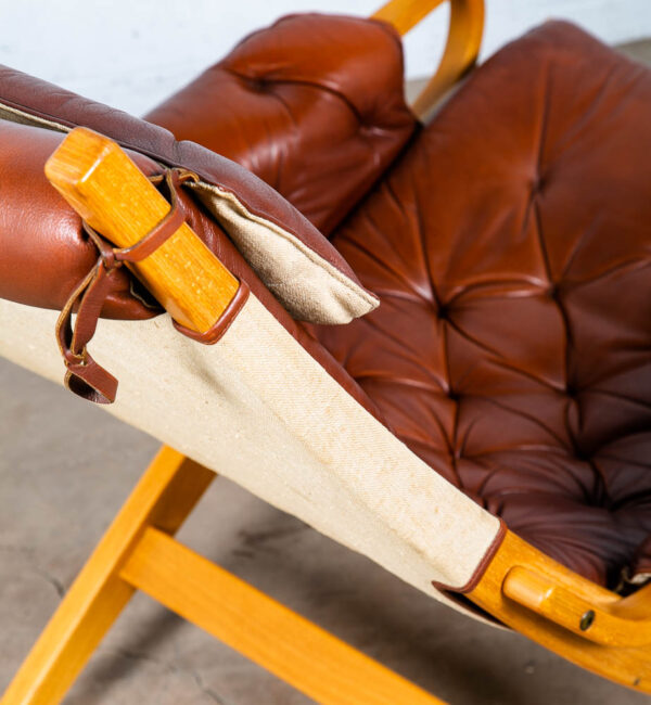 Mid Century Danish Modern Lounge Chair Nielaus & Jeki Møbler Ox Blood red Arm - Image 11