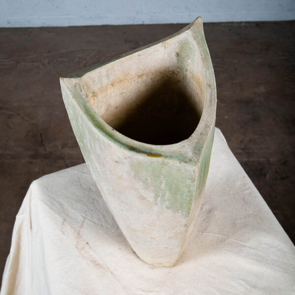 Mid Century Modern Ikebana Vase Pot Grey Mint Green Tall Studio Ceramic Japanese - Image 8