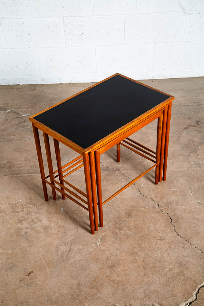 Mid Century Danish Modern Nesting Tables Illum Bolighus Teak Black 3 PJ Mobler - Image 4