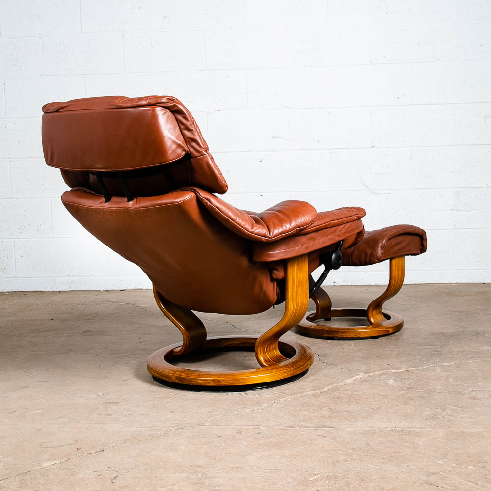 Mid Century Modern Lounge Chair Ox Blood Red Leather Ekornes Recliner Stressless - Image 7