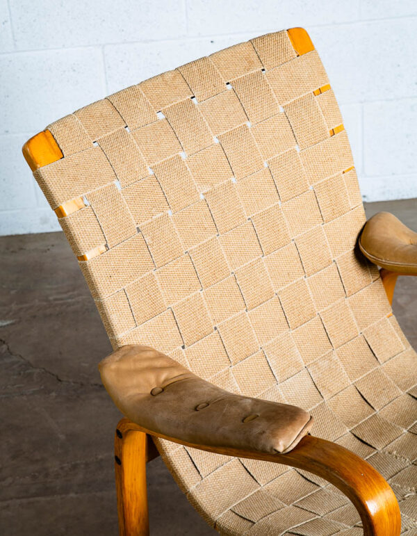Mid Century Danish Modern Lounge Chair Gustav Axel Berg Canvas Leather Arms Mcm - Image 8