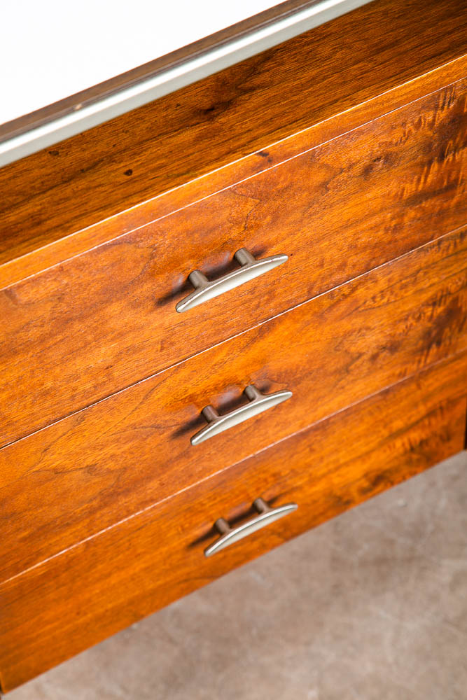 Mid Century Modern Desk Vista Of California Walnut Metal White 3 Drawers Mcm - Image 10