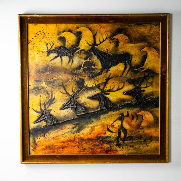 Mid Century Modern Original Painting Art Signed Luzon Impasto Oil Canvas 1960s