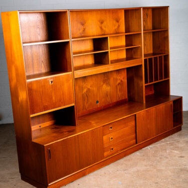 Mid Century Danish Modern Credenza Sideboard Cabinet Teak Brouer Hutch Large