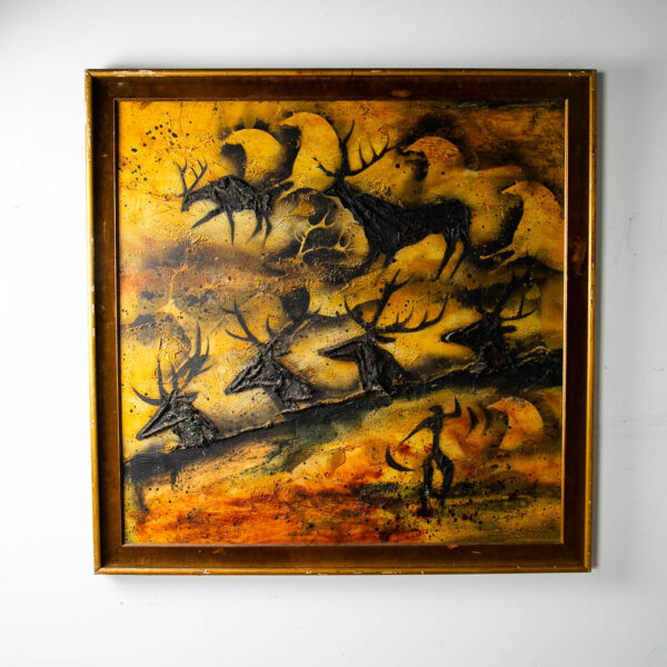 Mid Century Modern Original Painting Art Signed Luzon Impasto Oil Canvas 1960s - Image 2