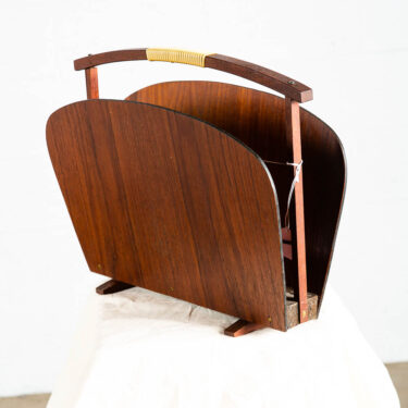 Mid Century Modern Magazine Rack Teak Vintage Danish Handle Mcm Denmark Wrapped