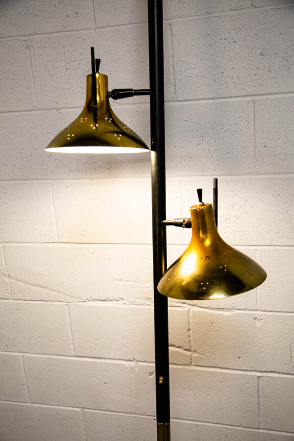 Mid Century Modern Floor Lamp Tempestini  Tension Pole 2 Light Brass Lightolier Thurston Mcm - Image 9