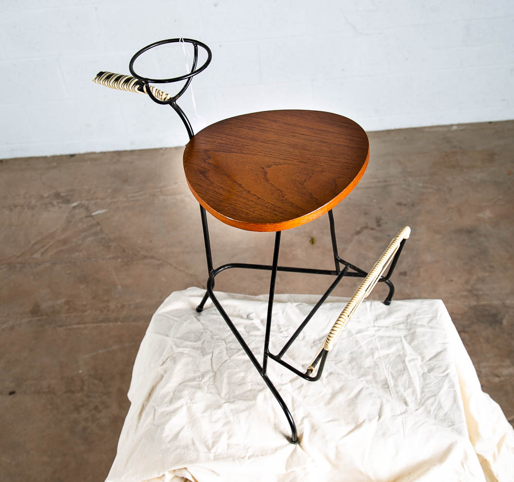 Mid Century Danish Modern End Table Side Teak Magazine Rack Compact Tripod 3 Leg - Image 8