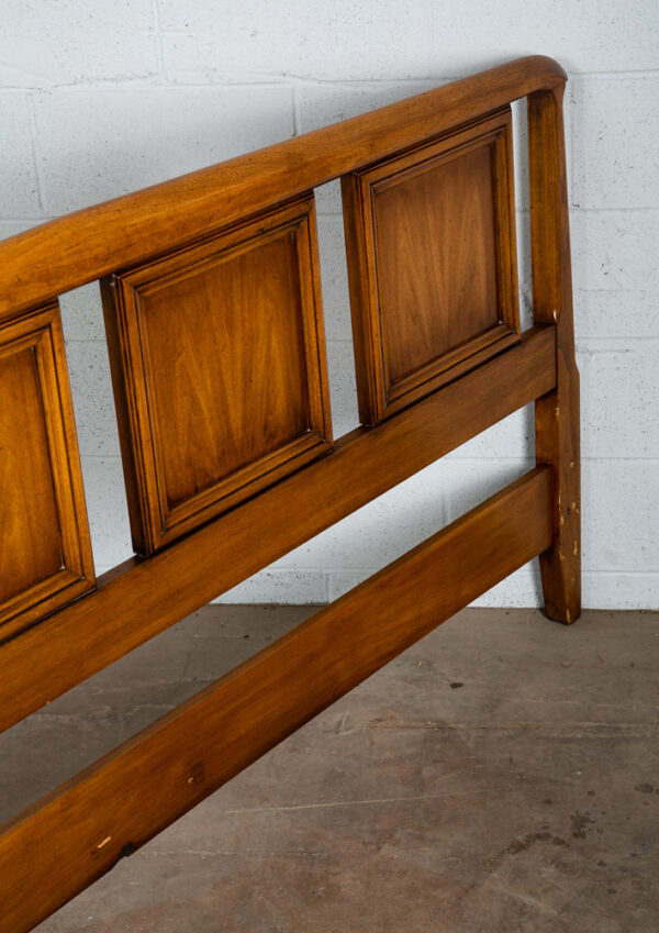 Mid Century Modern Headboard King Bed Frame Walnut White Furniture Vintage - Image 7