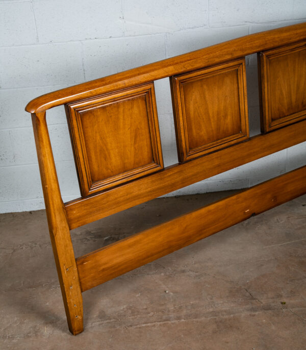 Mid Century Modern Headboard King Bed Frame Walnut White Furniture Vintage - Image 4