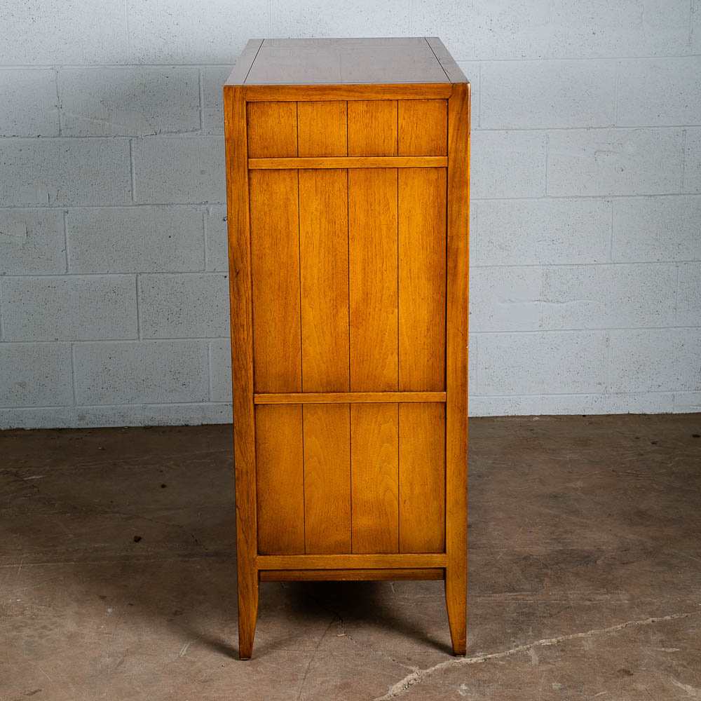 Mid Century Modern Dresser Highboy Drexel Bleached Walnut Burl Vintage 5 Drawer - Image 3