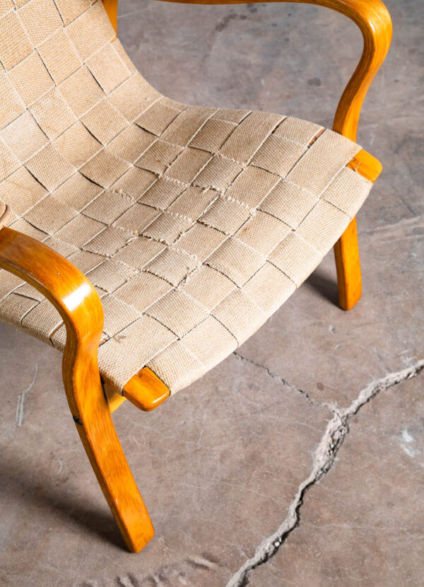 Mid Century Danish Modern Lounge Chair Gustav Axel Berg Canvas Leather Arms Mcm - Image 10