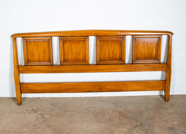 Mid Century Modern Headboard King Bed Frame Walnut White Furniture Vintage - Image 2